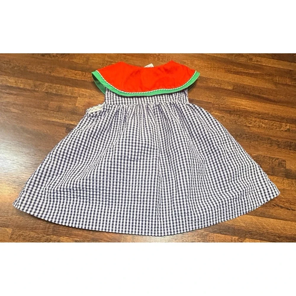 Vintage watermelon gingham seersucker dress size 24 months summer fun .